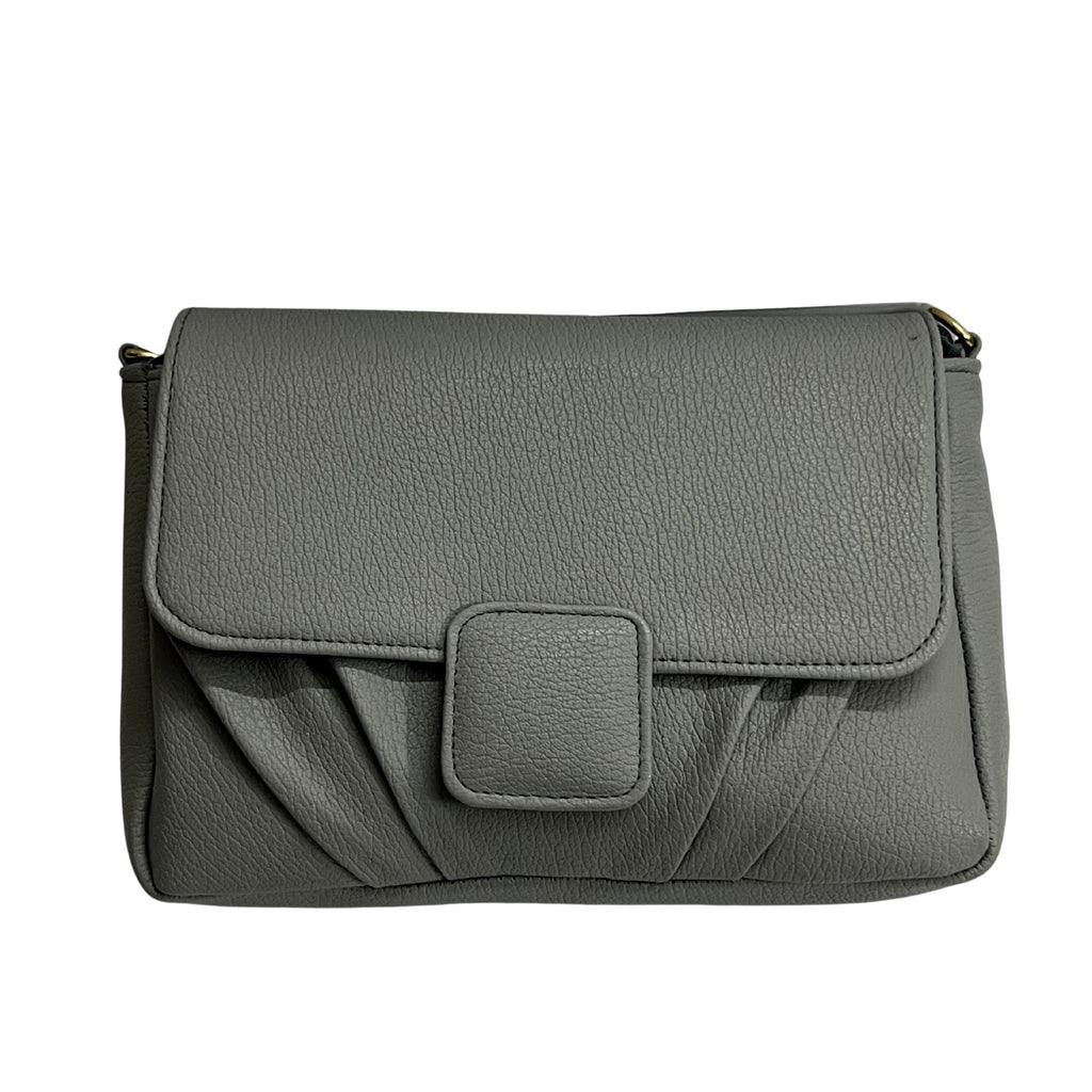 Minimalist Soft Grey Pebbled Crossbody Shoulder Bag