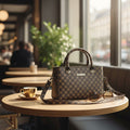 Classic Brown & Black Monogram Pattern Structured Tote