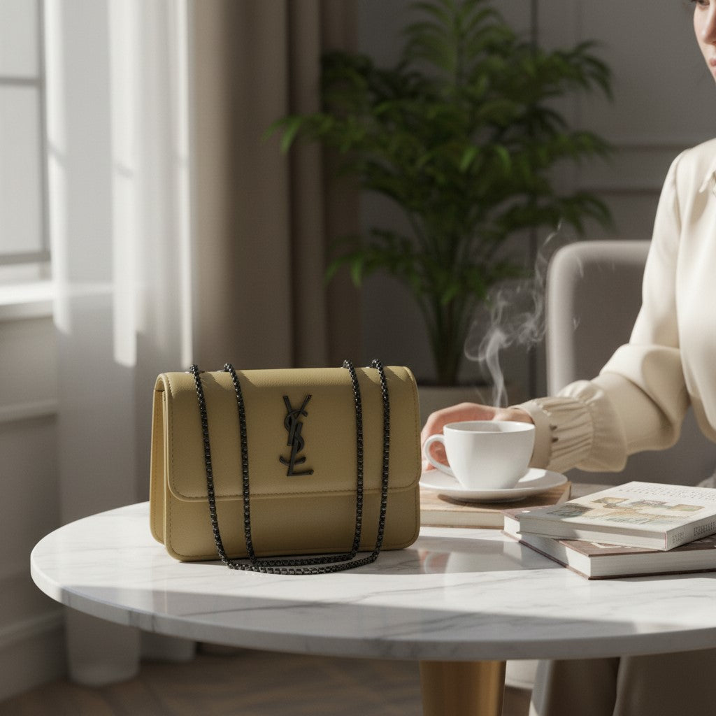 Minimalist Cream Crossbody with Serpent Emblem