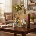 Sookhri Hand-Embroidered Floral Jute Tote Bag