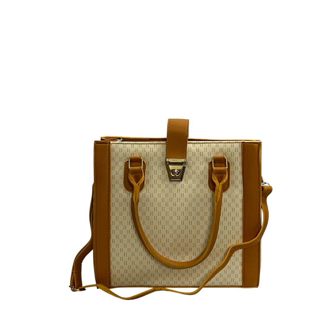 Classic Monogram Patterned Structured Handbag with Crossbody Strap