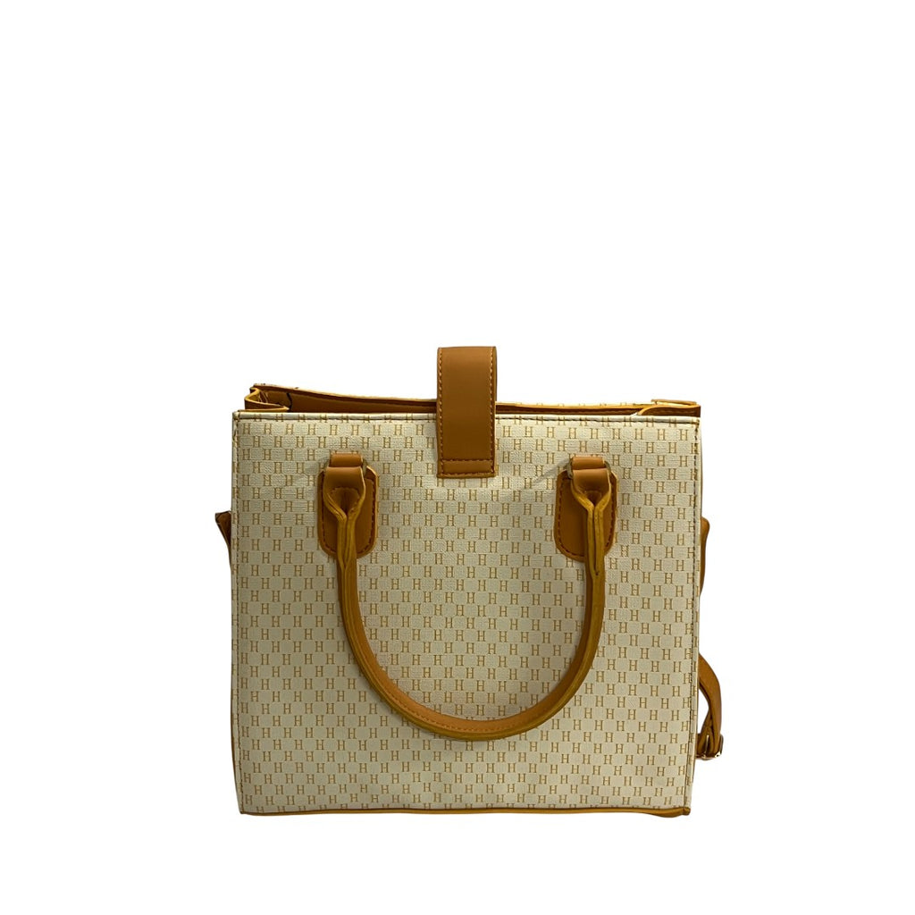 Classic Monogram Patterned Structured Handbag with Crossbody Strap