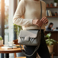 Minimalist Soft Grey Pebbled Crossbody Shoulder Bag