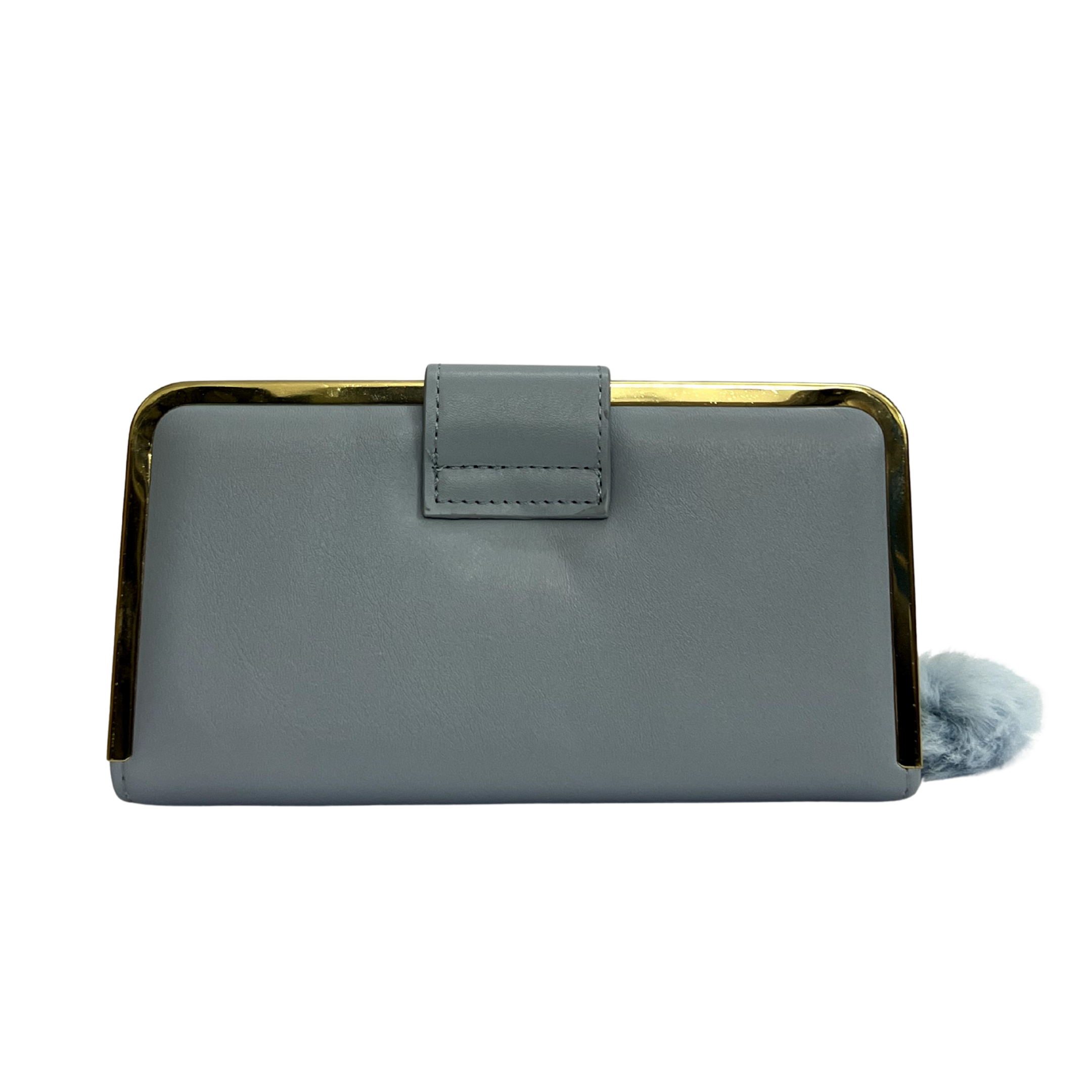 Women’s Double Zip Wallet Clutch – Gray with Gold Zipper