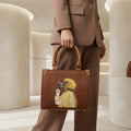 Premium Chocolate Brown Printed Tote Bag with Hijab Girl Design