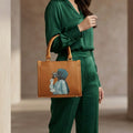 Premium Mustard Brown Printed Tote Bag with Hijab Girl Design