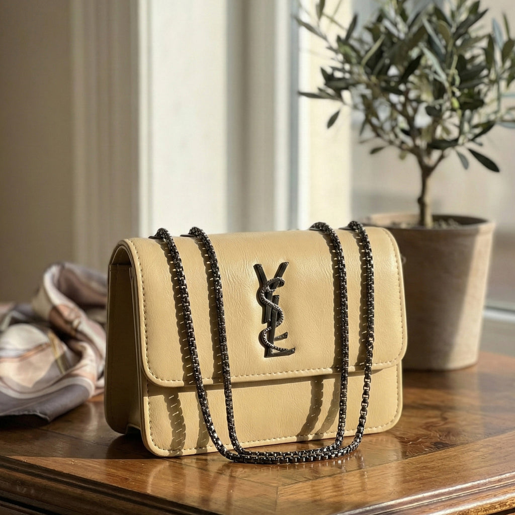 Minimalist Cream Crossbody with Serpent Emblem