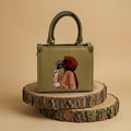 Premium Olive Green Printed Tote Bag with Hijab Girl Design