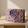 Florel Print Tote Bag – Lavender Floral Handbag with Gold Handles